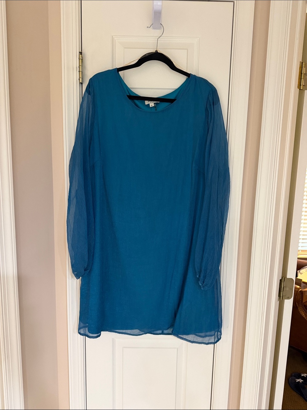 Blue Andre by Unit Chiffon Long-Sleeve Shift Dress, 3X